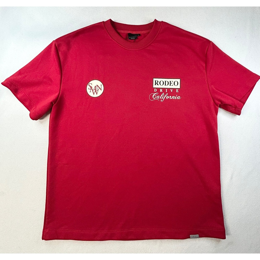 Sumwon Studios Rodeo Drive California Red Graphic Sweat-Tee Mens Leg Streetwear